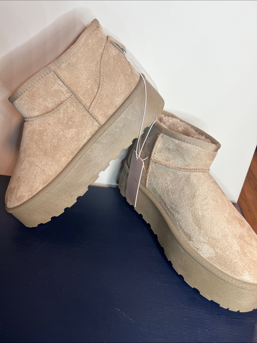 Olivia & Kate Women’s Platform Ankle Boots in Tan